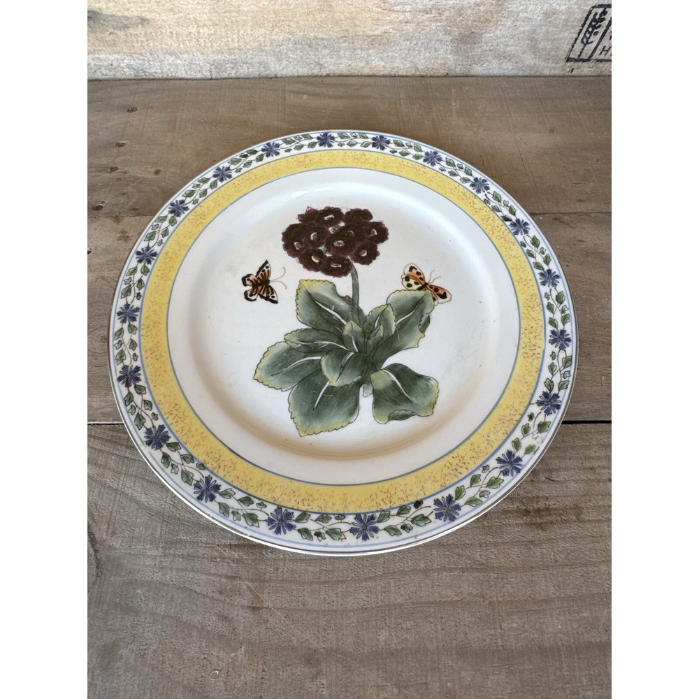 Oriental Accent Decorative Plate 10 3/4" Flower Butterflies Raised Pattern